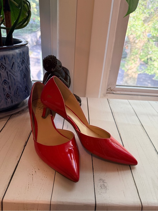 Vince Camuto Shoes - Vince Camuto | Red Patent Leather Pointed-Toe Kitten Heels
